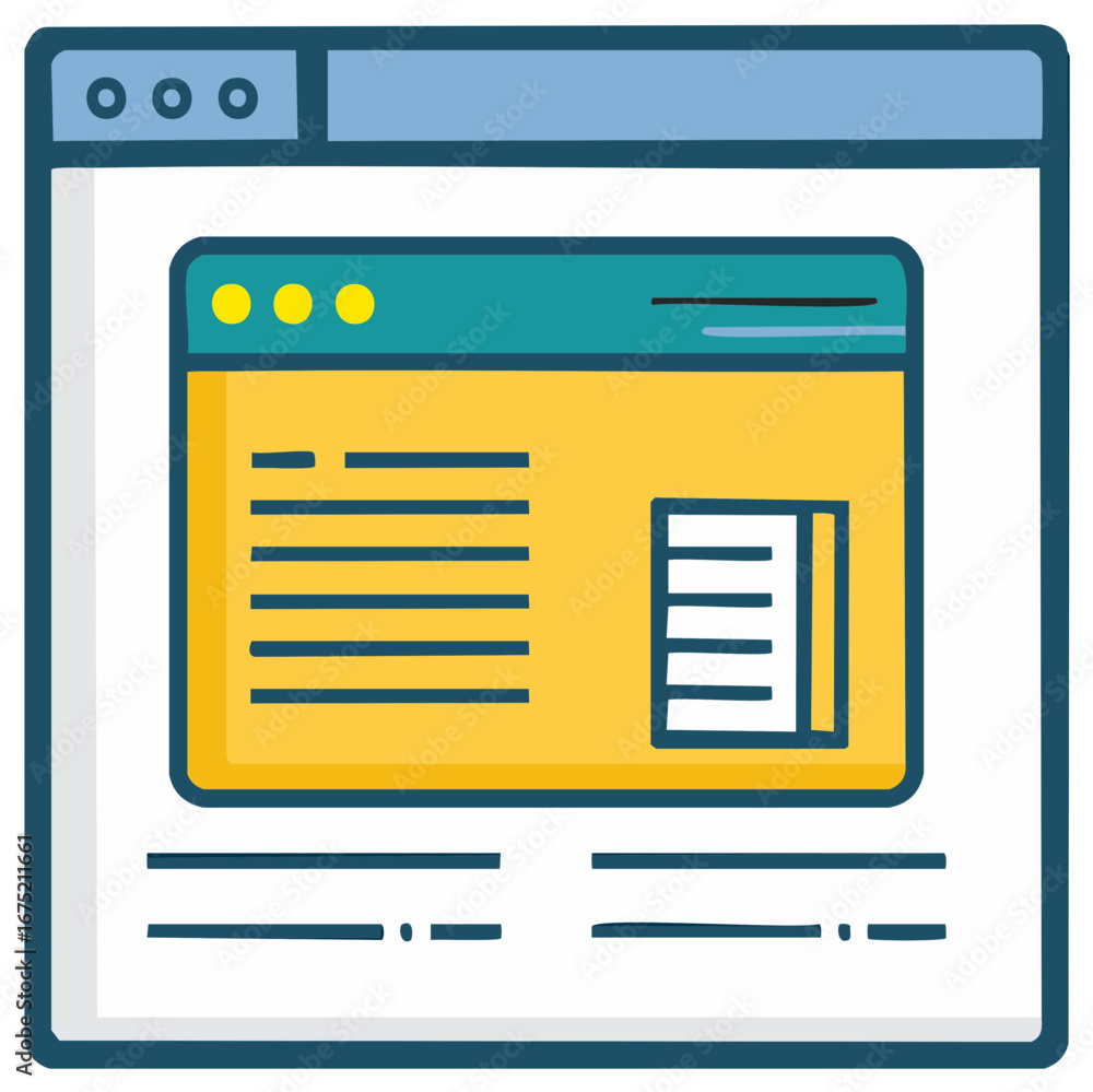 Fototapete simple web browser interface with generic website content layout illustration