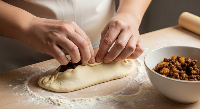 Authentic Savory Pastry Making in a Bright Natural Light Bakery