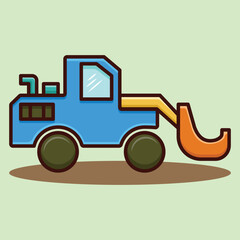 Cute colored cartoon vector illustration of a loader truck for poster, banner, cover, sticker