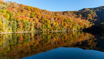 Autumn Foliage Reflecting on Lake