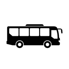 Bus icon vector graphic. Simple black silhouette of a public transport vehicle isolated on a white background