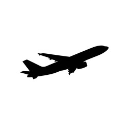 Black Silhouette of an Airplane Taking Off
