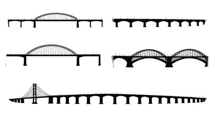Different types of bridges in various architectural styles and designs
