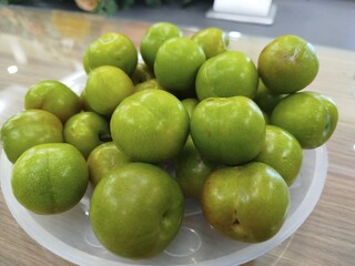 Plum green sub tropical furit fresh
