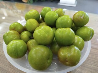 Plum green sub tropical furit fresh
