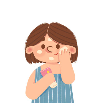 Girl applying sunscreen illustration