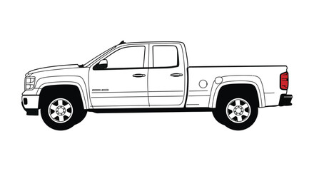 A black and white illustration of a pickup truck © msunny93