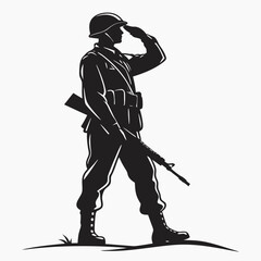 Obraz premium Soldier Saluting Silhouette