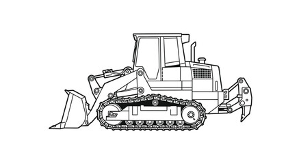 Naklejka premium A large bulldozer with a blade and ripper attachment on a white background