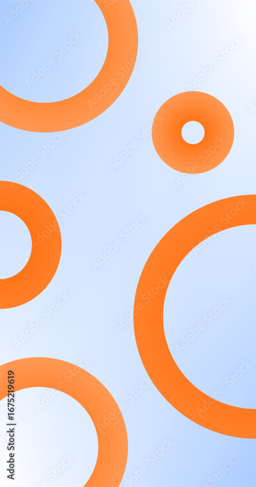 Poster gradient orange circles on gradient blue background for your design