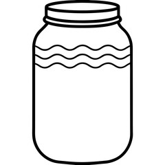 Empty Glass Jar Outline Isolated on White Background