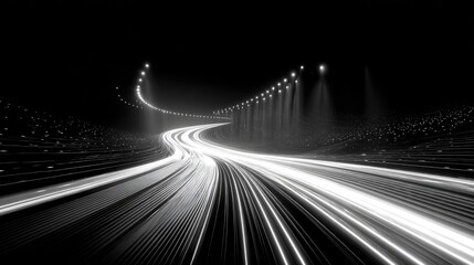 Abstract highway at night, light trails