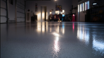 Epoxy garage floor coating, concept of home improvement
