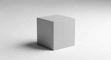 Fototapeta premium Simple White Cube on White Background with Shadow, Minimalist Mockup