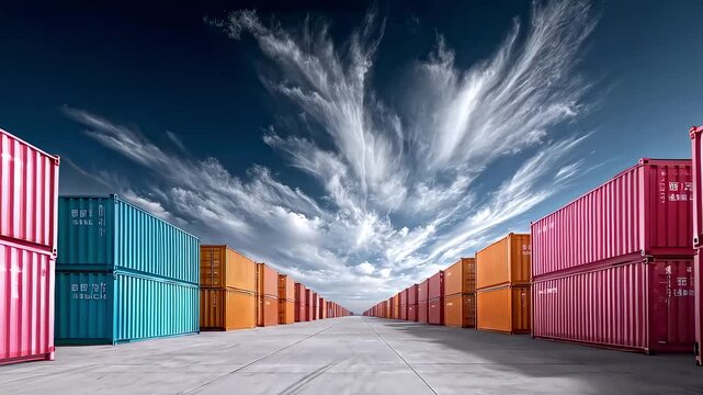 Arranged Containers Symbolize Efficient Logistics Transportation