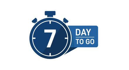 Vector illustration of a 7 day countdown timer, indicating an upcoming event