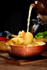 Mongolian Mutton Hotpot with Melted Cheese Pour - Traditional Asian Comfort Food Photography