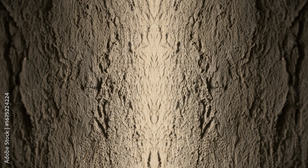 Poster symmetrical rough textured surface, illuminated centrally with soft light