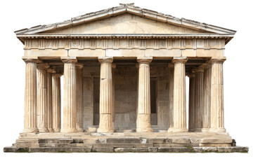 Fototapeta premium Ancient Greek temple architecture isolated on a transparent background showcasing classical design elements from a bygone era