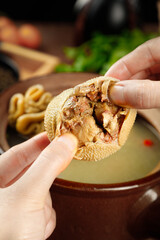 Fresh Pork Dumpling with Delicious Inner Filling - Traditional Mongolian Cuisine Close-up Shot