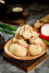 Traditional Mongolian Lamb Steamed Buns with Fresh Ingredients Food Photography