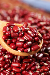 Fresh Red Adzuki Beans from Guizhou China in Wooden Spoon - Traditional Asian Legumes