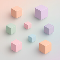 3D Geometric Pastel Abstract Background
