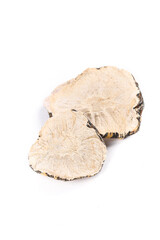 Dried Chinese Yunnan Maca Root Slices Traditional Herbal Medicine Ingredient on White Background