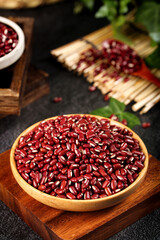 Red Kidney Beans in Wooden Bowl - Healthy Legumes and Grains for Cooking