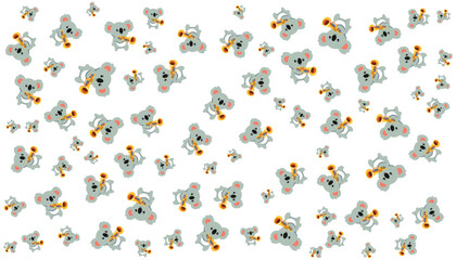 Trumpet Koala Random Pattern Vector