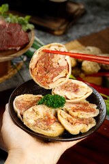 Inner Mongolia Traditional Mutton Belly Buns with Chopsticks - Delicious Chinese Cuisine Food Photography