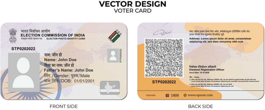 Editable Indian Election Commission Voter ID Card Template – EPIC Vector EPS