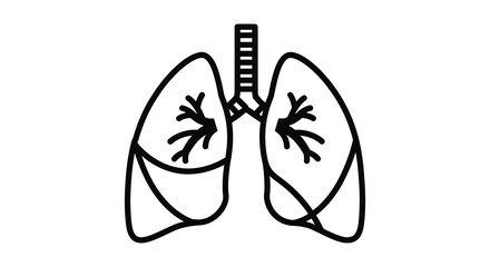 Human lungs with trachea and bronchi illustrated in simple line art style