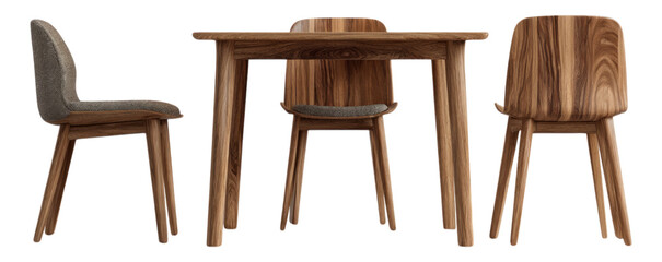 Modern Wooden Dining Table with Isolated Chairs