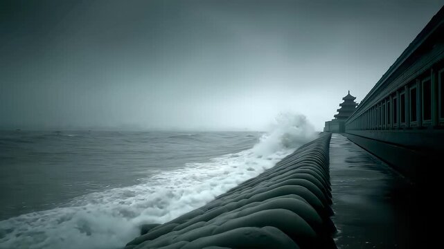 Waves Crashing Against Coastal Architecture are Magnificent