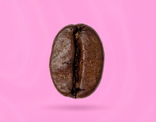 coffee beans isolated on pink background