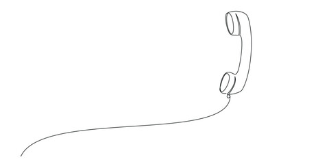 Telephone web banner with continuous one line icon. Symbol Telephone.