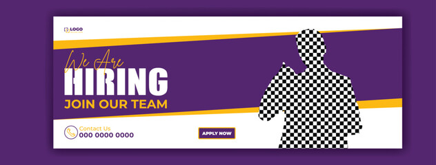 Modern hiring advertisement with hiring join our team text and stylized silhouette for recruitment
