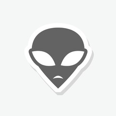 Extraterrestrial alien face icon sticker isolated on gray background
