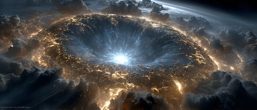 Aztec Myth・Fifth Sun Sacrifice Furnace・Stellar Alchemy | Dying Star in Supernova Phase, Neutron Star "Divine Heart" Emitting Radiation, Jaguar-Patterned Carbon Nebula, Iron-Crystal Eagle Crown, Tektit