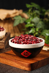Fresh Red Kidney Beans in Traditional Bowl on Wooden Board - Guizhou Farmhouse Kitchen Setting