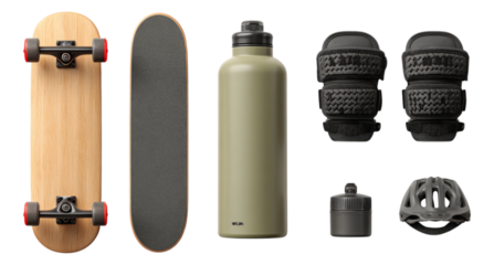 Skateboard Accessories on Transparent Background