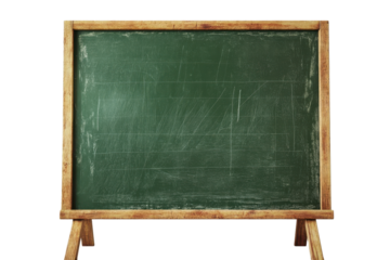 Teachers chalkboard isolated on a transparent background showcasing the simplicity and functionality of classroom tools for educational purposes