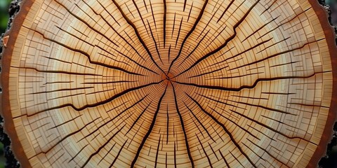 Naklejka premium Sustainability and passage of time symbolized by close up tree ring section, natural wood pattern and growth concept