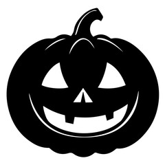 Black and white vector silhouette of a Halloween pumpkin on white background

