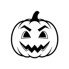 Black and white vector silhouette of a Halloween pumpkin on white background

