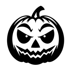 Black and white vector silhouette of a Halloween pumpkin on white background

