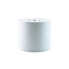 Matte white cylindrical ceiling light fixture for GX53 lamp, isolated on a white background, modern and minimal design for stylish home interiors.