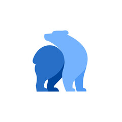 Abstract Blue Bear Logo Design: Stylized Illustration of Two Intertwined Bears in Blue
