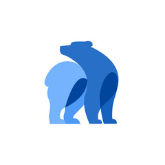 Stylized Blue Bears Abstract Illustration, Modern Minimalist Logo Design